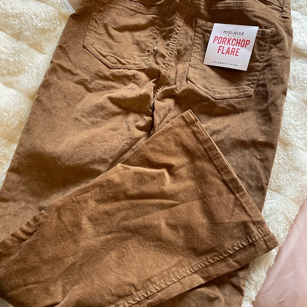 NWT Celebrity Pink tan corduroy, mid rise, flare, pants, size 1 - Picture 6 of 6